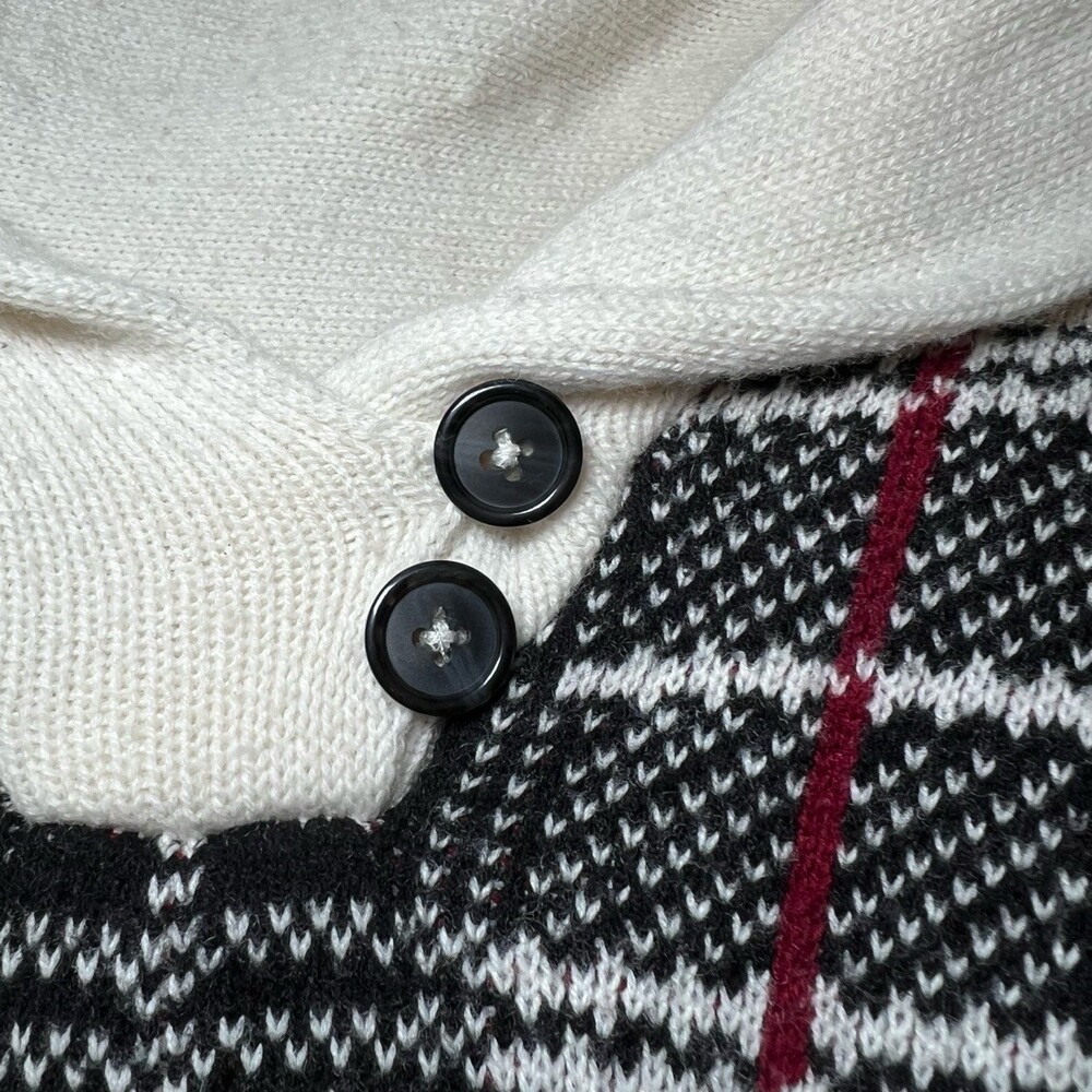 Talbots Womens Size Large Plaid Poncho Sweater Knit Lambswool Blend Cozy Winter - Picture 7 of 12
